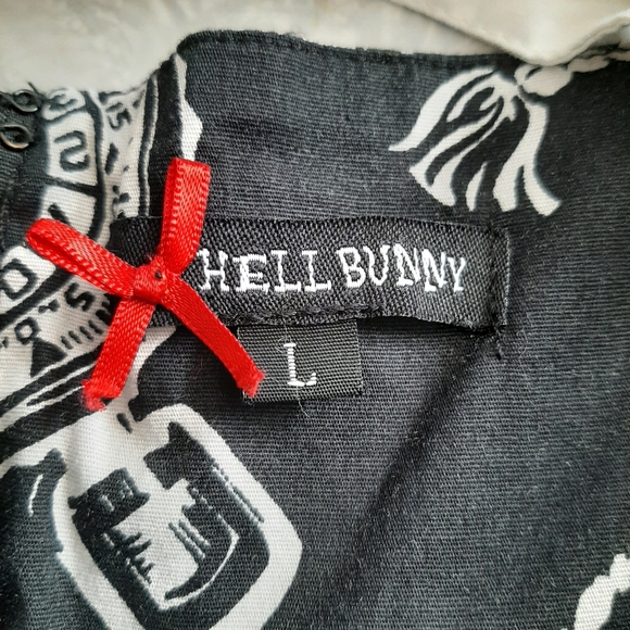 Hell Bunny nautical sailor anchor swing dress black and cream L - Picture 8 of 14